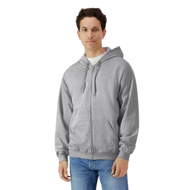 Gildan Softstyle Midweight Full Zip Hoodie Grey male