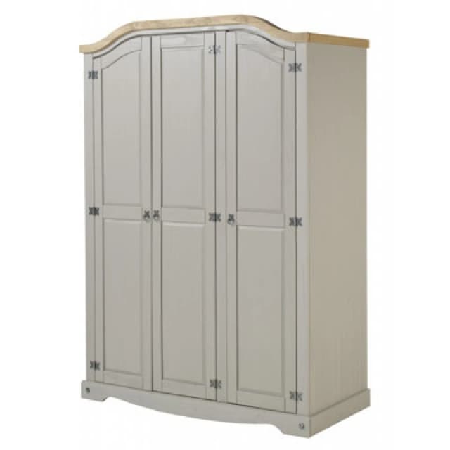 MERCERS FURNITURE Corona Grey Wax 3 Door Arch Top Wardrobe 5060765291094