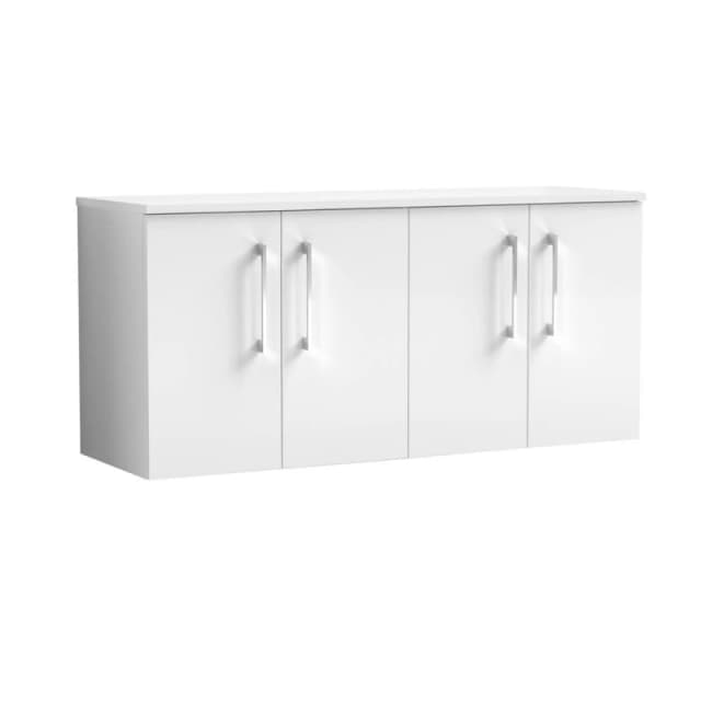 Balterley Level 1200mm Wall Hung 4 Door Vanity Unit with Worktop - Gloss White White Unisex