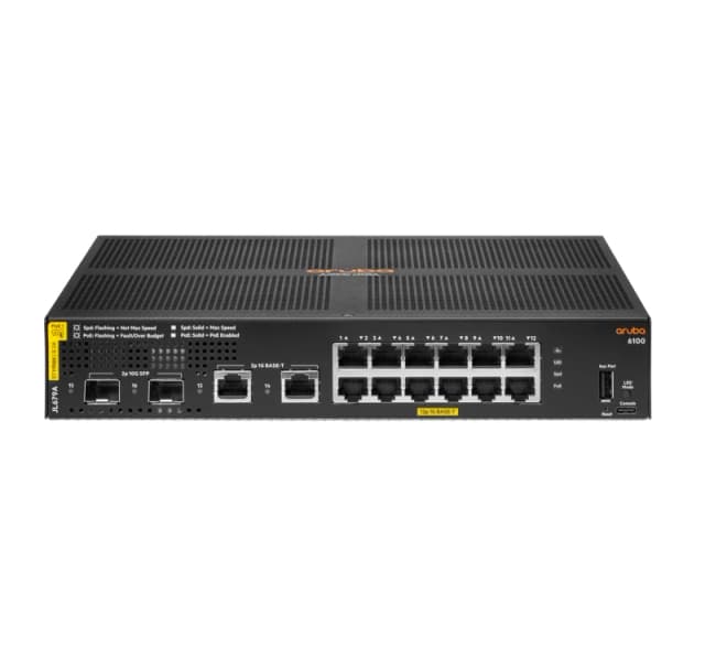 HPE Aruba Networking 6100 12G Class4 PoE 2G/2SFP+ 139W Managed L3 Giga