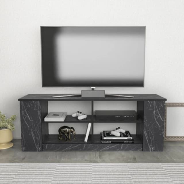 Decorotika Space TV Stand TV Unit For Tvs Up To 55" Black Marble Effect