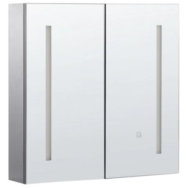 Beliani Bathroom Wall Mounted Mirror Cabinet LED Chabunco 60 Cm 60 Cm Black