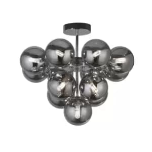 Berry 13 Light Ceiling Light, Chrome, Smoked Glass