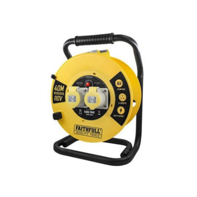 Faithfull Power Plus 16A 2 Socket Open Cable Reel 110v XP06-SY4H Length: 40m