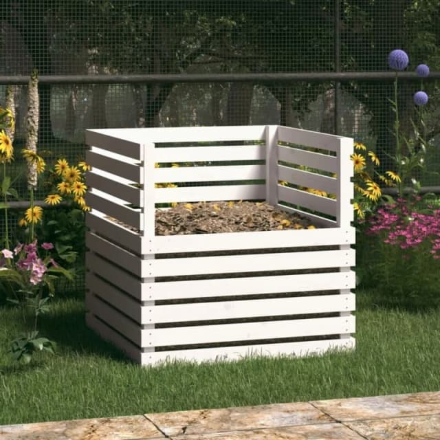 vidaXL Composter White 80x80x78cm Solid Wood Pine, White 822188