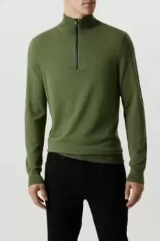 Premium Green Knitted Tech Funnel 1/4 Zip Jumper