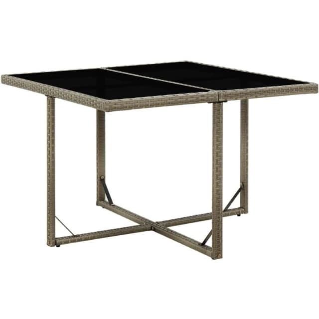 JINLEFU Garden Table Grey 109x107x74cm Poly Rattan and Glass vidaXL JRVDZX-316765_DE