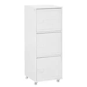 Homcom Rolling Storage Cabinet 3 Tier Mobile File Cabinet With Wheels White