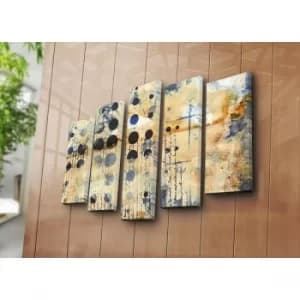 5PATK-206 Multicolor Decorative Canvas Painting (5 Pieces)
