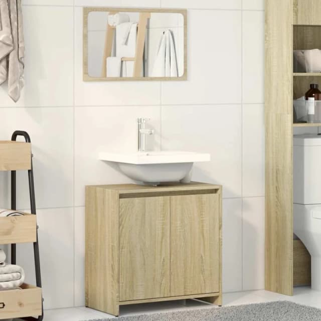 VIDAXL Bathroom Furniture Set Sonoma Oak Engineered Wood Vidaxl 8721102808579