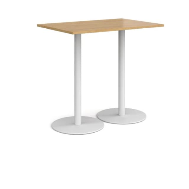Monza Monza rectangular poseur table with flat round white bases 1200mm x 800mm - oak Oak MPR1200-WH-O