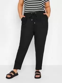 Yours Linen Joggers - Black, Size 34-36, Women