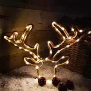49cm LED Christmas Reindeer Head Light Battery Operated Hemp Rope Decoration