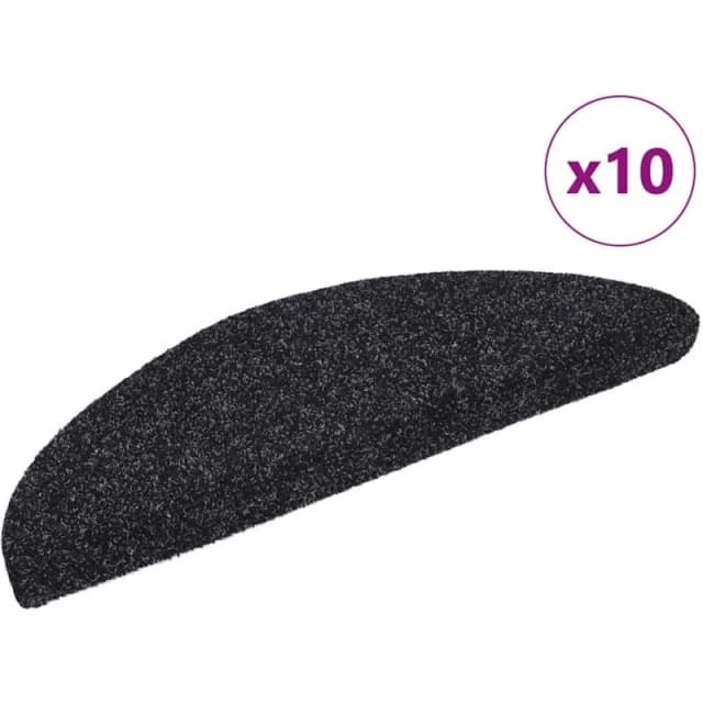 VIDAXL Self-adhesive Stair Mats 10 pcs Black 56x17x3cm Needle Punch Vidaxl 8720286327852