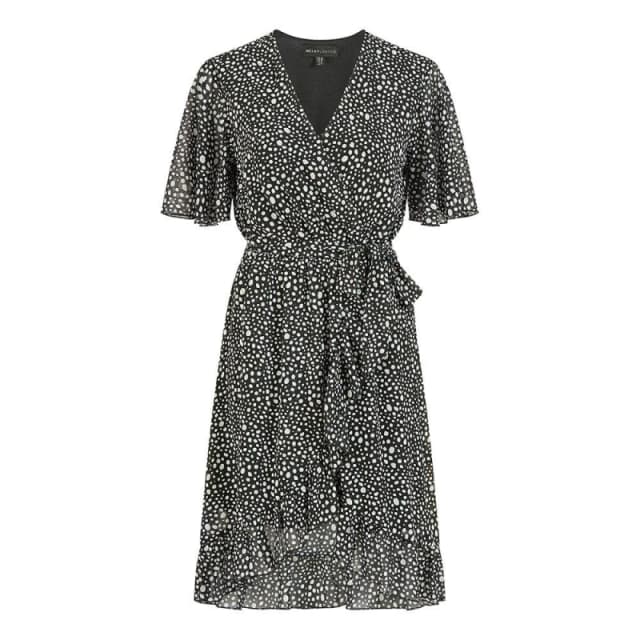 Mela Black Spot Frill Wrap Dress Black female