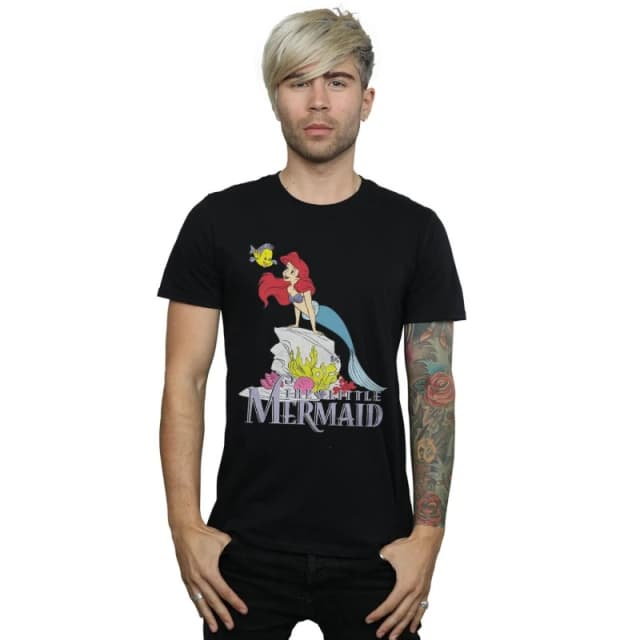 Disney Men The Little Mermaid Sea Friend T-Shirt in Black Size: Small Black S Male 5059308905635