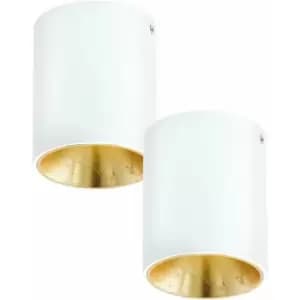 Loops - 2 pack Wall / Ceiling Light White & Gold Round Downlight 3.3W Built in led