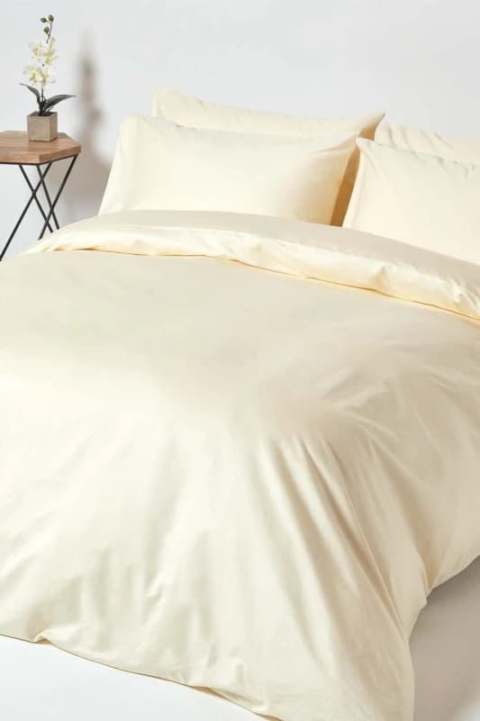 Homescapes Cream Egyptian Cotton Duvet Cover With Pillowcases 1000 Tc, Double