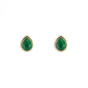 Gold Plated Birthstone May Green Onix Earrings E6206