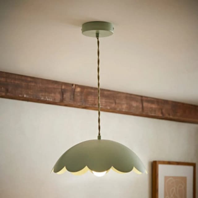 Valuelights Millie Sage Green Scallop Pendant Ceiling Light
