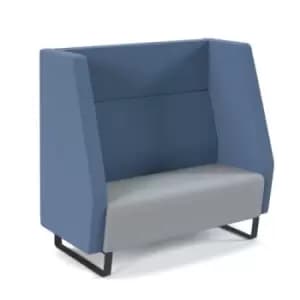 Encore high back 2 seater sofa 1200mm wide with Black sled frame - late grey seat with range blue back and arms