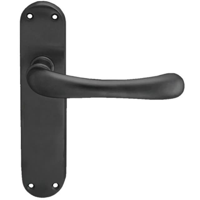 Loops PAIR Smooth Rounded Handle on Shaped Latch Backplate 185 x 42mm Matt Black Black