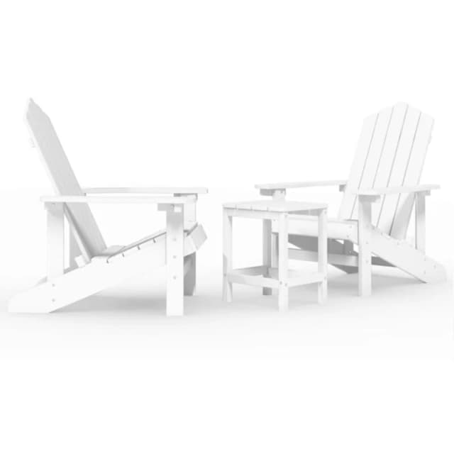 VIDAXL Garden Adirondack Chairs with Table hdpe White Vidaxl 8720286847237
