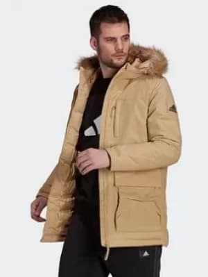 adidas Utilitas Hooded Parka, Beige Size M Men
