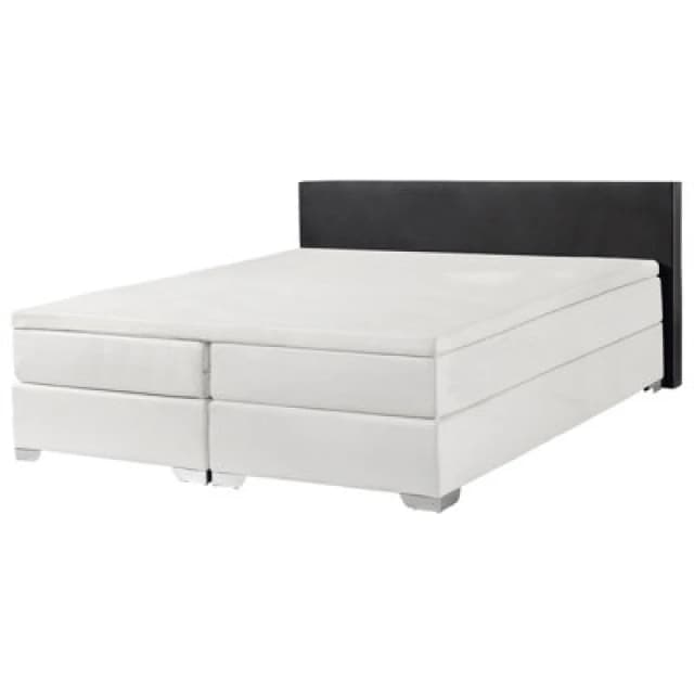 Beliani Divan Bed Faux Leather President 160 X 200 Cm (Eu King Size) Black/ White