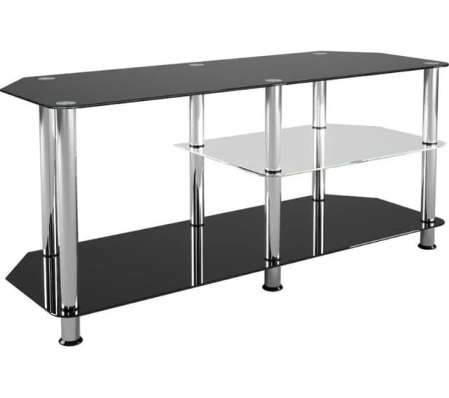 AVF Classic Glass Gaming SDC1140-5 1140 mm TV Stand - Black & Chrome, Black,Silver/Grey 5014117976788