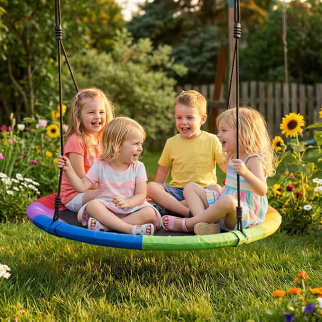 AIYAPLAY Nest Swing Heavy Duty 300kg Waterproof 120cm Rainbow Multicolor Unisex 120