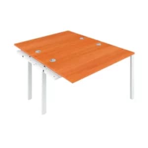 Jemini 2 Person Extension Bench Desk 1600x1600x730mm Beech/White KF809326