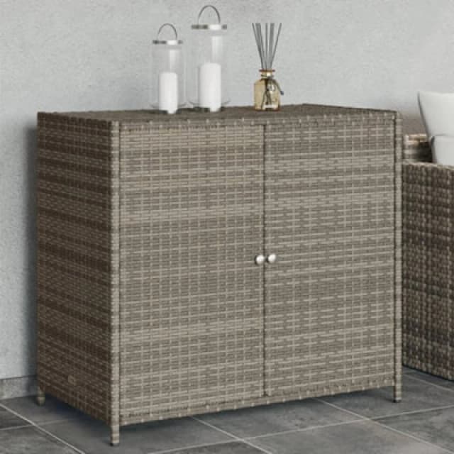 Vidaxl Garden Storage Cabinet Grey 83X45X76cm Poly Rattan