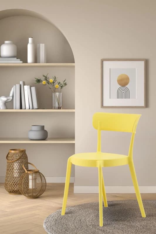Fusion Living Fusion Living Plastic Bistro Dining Chair in Lemon Lemon One Size Unisex 5056409313581