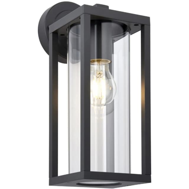 Loops Non Automatic Outdoor Wall Light - Textured Black & Clear Glass Diffuser Black