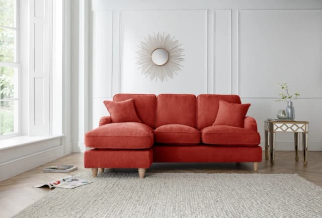 The Great Sofa Company Orla Left Hand Chaise Sofa Manhattan Navy in Terracotta Terracotta Unisex