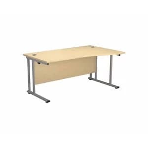 TC Office Start Silver Cantilever Frame Right Hand Wave Desk 1600x1000mm, Maple