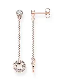 Thomas Sabo Rose Gold Circle, White Crystal Drop Earrings