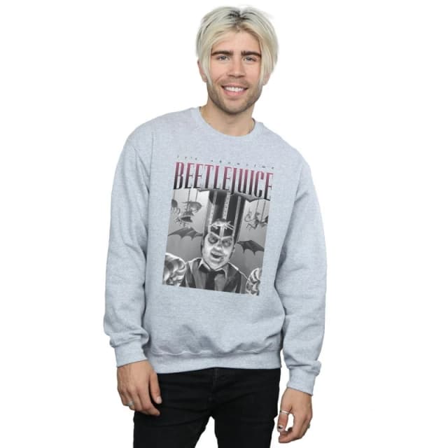 Beetlejuice Beetlejuice Men Circus Homage Sweatshirt in Grey Size: Small Grey S Male 5057972557839