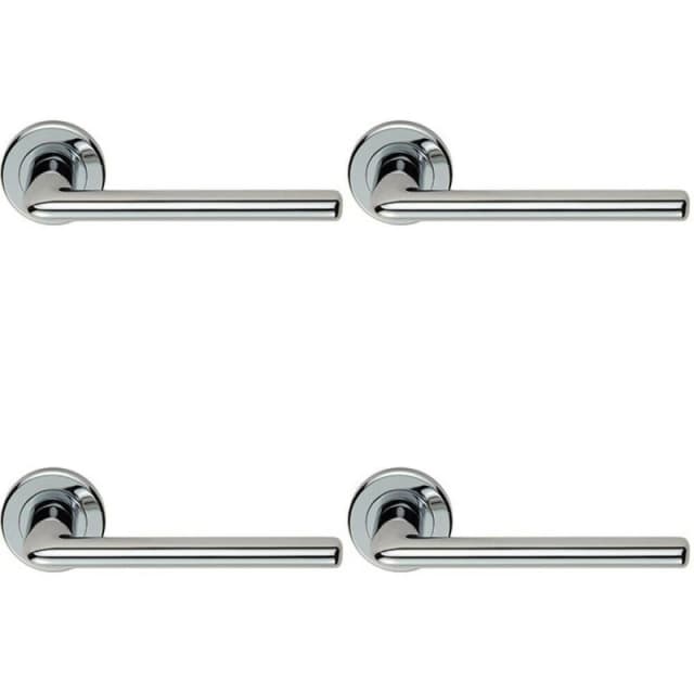 Loops 4x PAIR Slimline Straight Bar Lever on Round Rose Concealed Fix Polished Chrome Multi