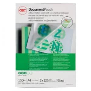 GBC Laminating Pouches Glossy 125 Microns A4 100 Pieces