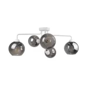 Cosmo Multi Arm Semi Flush Ceiling Light White, 70cm, 5x E27