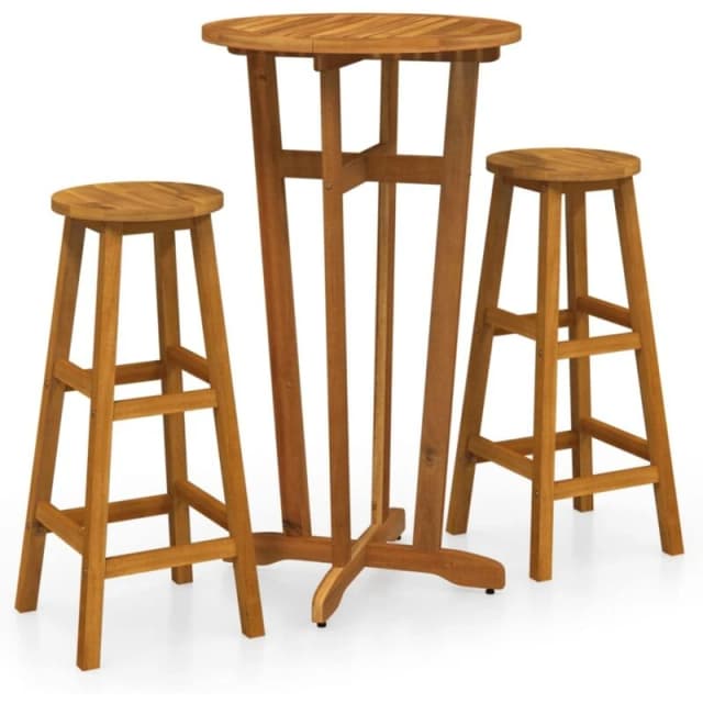 VIDAXL 3 Piece Bar Set Solid Wood Acacia Vidaxl 8720845693084