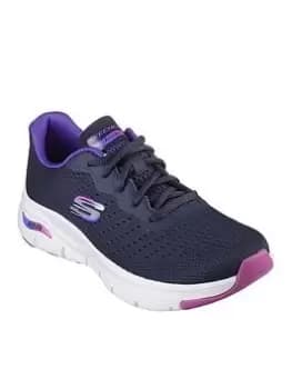 Skechers Arch Fit Arch Fit Engineered Mesh Lace-up - Navy Mesh/purple Trim, Navy, Size 4, Women