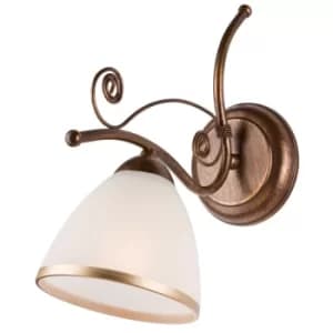 Retro Wall Light With Glass Shade Brown, 1x E27