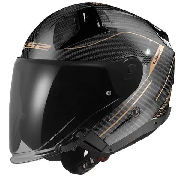 LS2 OF603 Infinity II Carbon Counter Antique Gold Jet Helmet Size XL
