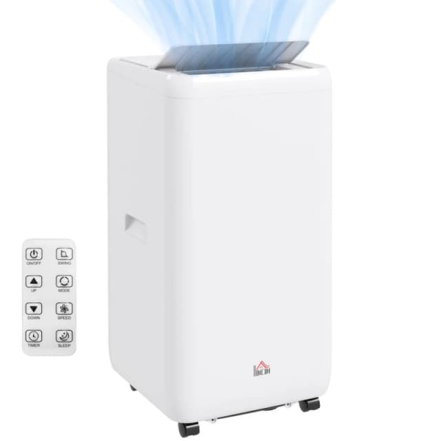 Homcom 12000 Btu Portable Air Conditioner W/ Sleep Mode, White 823-056V70WT