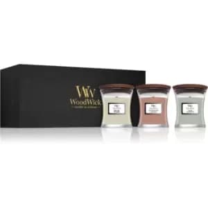 Woodwick Fireside & White Teak & Stone Wash Suede Gift Set Scented Candle