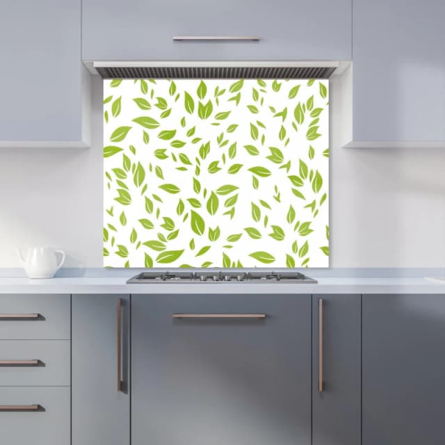 Warren Reed - Designer Green Leaf Pattern Kitchen Splashback Size: 900mm x 650mm Green Unisex 900mm x 650mm
