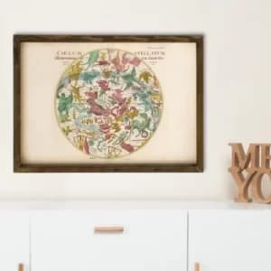 Map077 Multicolor Decorative Framed MDF Painting